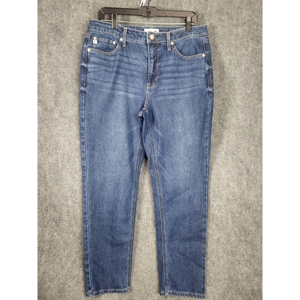 Seven7 Straight Leg Jeans Womens 10 Medium Blue Wash Stretch Denim Mid Rise Pant